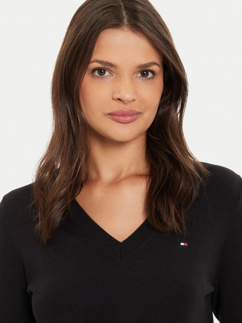 Sweater Solid V-Neck Negro Tommy Hilfiger-3