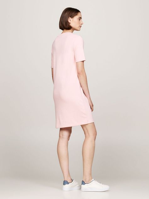 Vestido Con Logo Gráfico Script Rosado Tommy Hilfiger-1