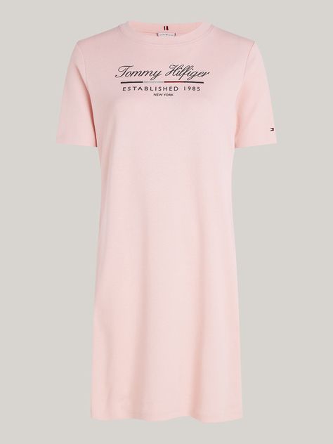 Vestido Con Logo Gráfico Script Rosado Tommy Hilfiger-4