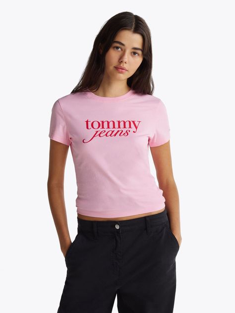 Polera Essential Logo Slim Fit Rosado Tommy Jeans-0