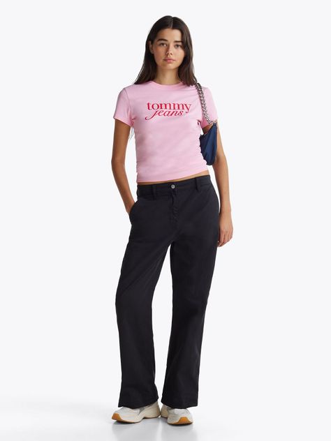 Polera Essential Logo Slim Fit Rosado Tommy Jeans-1