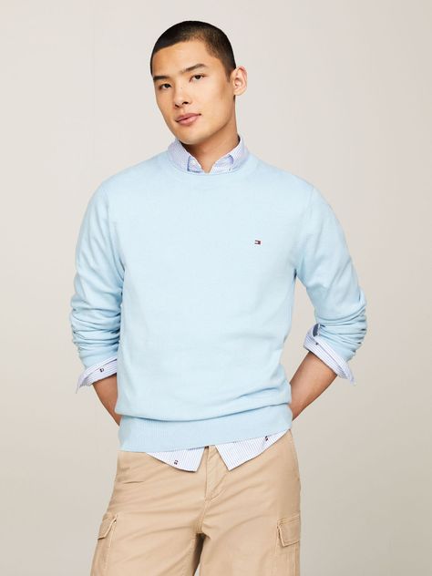 Sweater Punto Mouliné C-Neck Azul Tommy Hilfiger-0