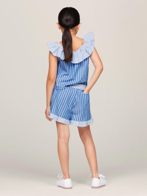 Short Amplios A Rayas Con Vuelos Celeste Tommy Hilfiger-2