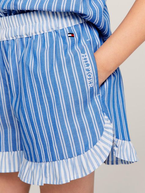 Short Amplios A Rayas Con Vuelos Celeste Tommy Hilfiger-3