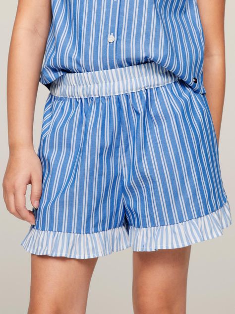Short Amplios A Rayas Con Vuelos Celeste Tommy Hilfiger-1