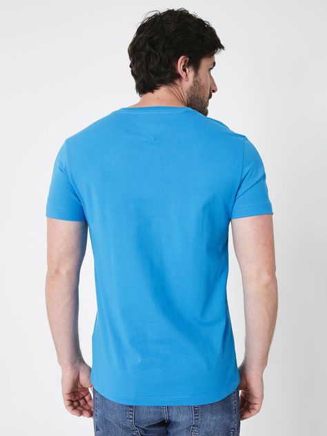 Polera Essential Cotton V-Neck Slim Fit Celeste Tommy Hilfiger-1