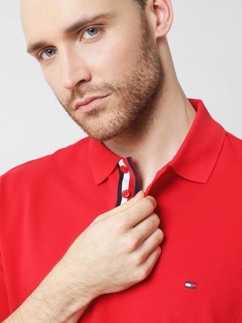 Polo Solid Con Logo Bordado Rojo Tommy Hilfiger-3