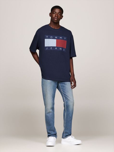Polera Melange Flag Relaxed Fit Azul Tommy Hilfiger-1