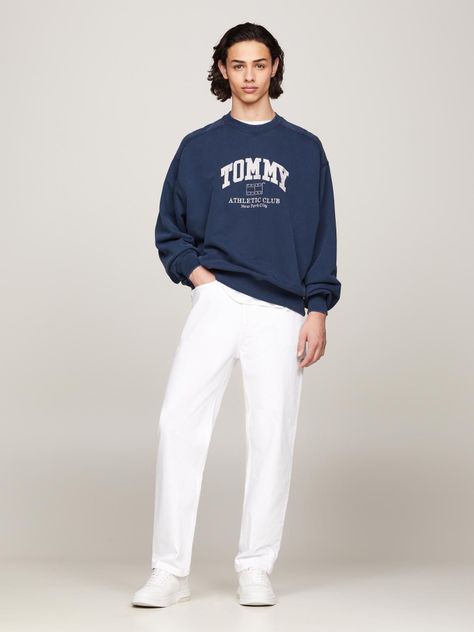 Polerón Relaxed Estilo Varsity Azul Tommy Jeans-1