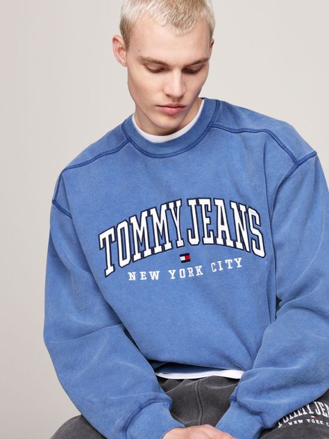 Polerón Varsity Con Efecto Lavado Azul Tommy Hilfiger-3