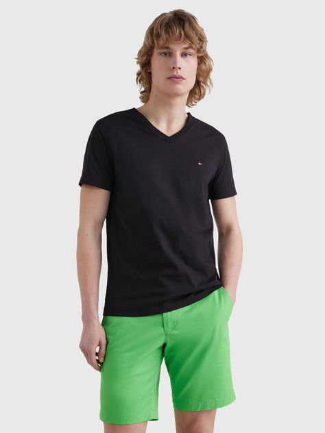 Polera Essential Cotton V-Neck Negro Tommy Hilfiger-0