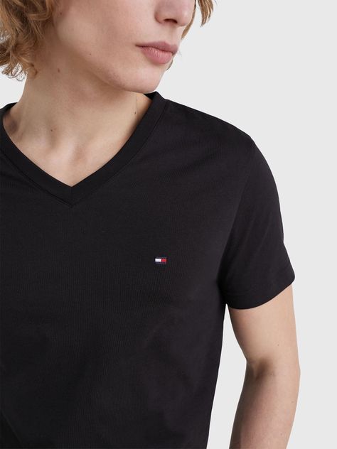 Polera Essential Cotton V-Neck Negro Tommy Hilfiger-3