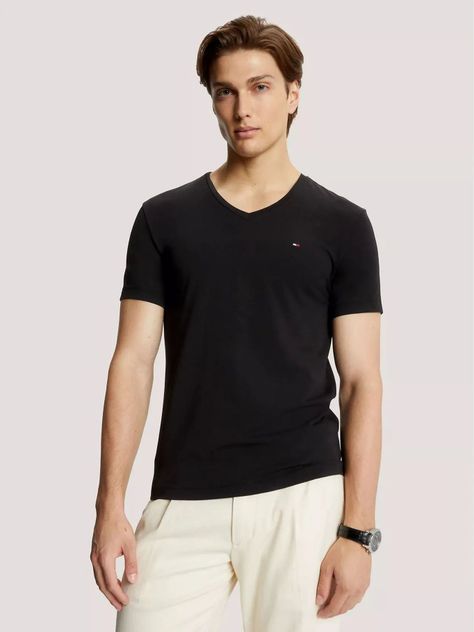 Polera Essential Cotton V-Neck Slim Fit Negro Tommy Hilfiger-0