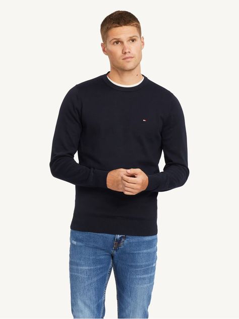 Sweater Básico Signature C-Neck Azul Tommy Hilfiger-0