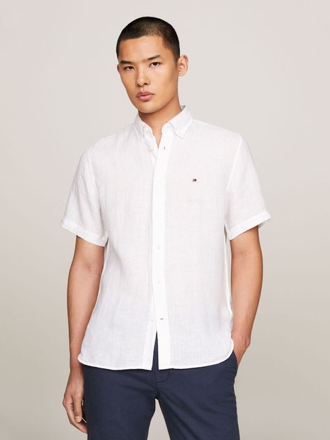 Camisa De Lino Pigmentada Blanco Tommy Hilfiger-0