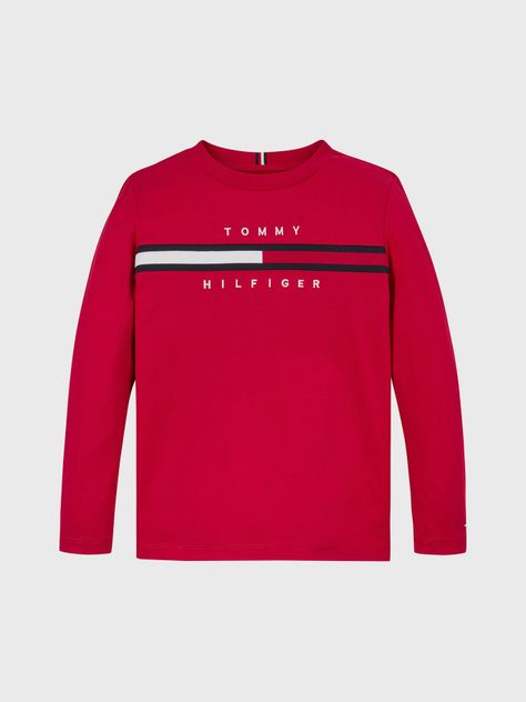 Polera De Niño Flag Rib Insert Rojo Tommy Hilfiger-0