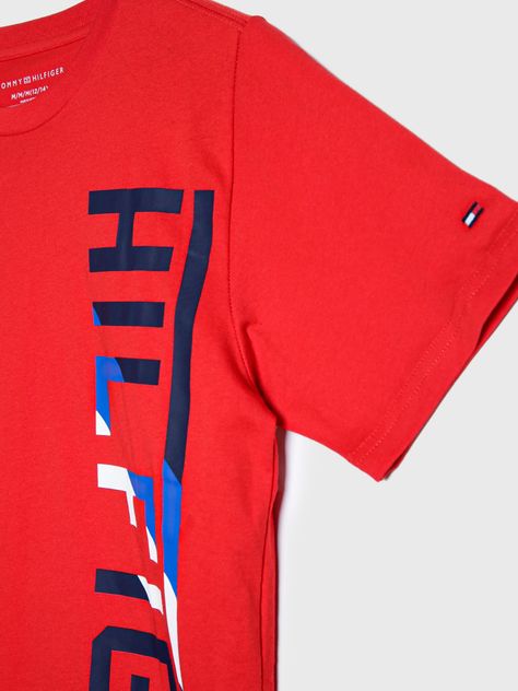 Polera De Niño Con Logo Bicolor Rojo Tommy Hilfiger-3