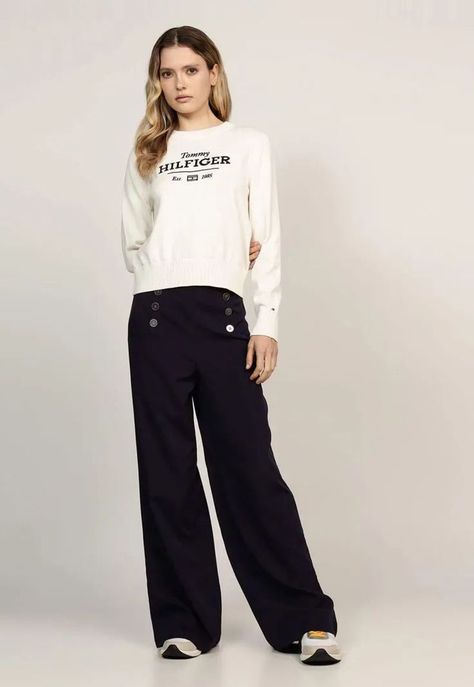 Sweater C-Neck Con Logo Blanco Tommy Hilfiger-1