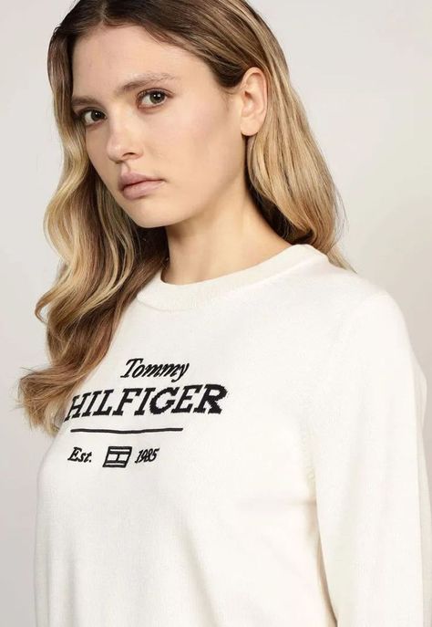 Sweater C-Neck Con Logo Blanco Tommy Hilfiger-3