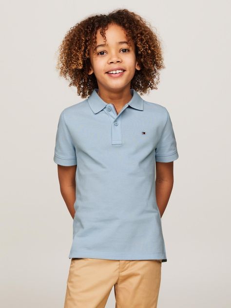 Polo con Logo Flag Celeste Tommy Hilfiger-0