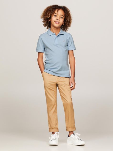 Polo con Logo Flag Celeste Tommy Hilfiger-1