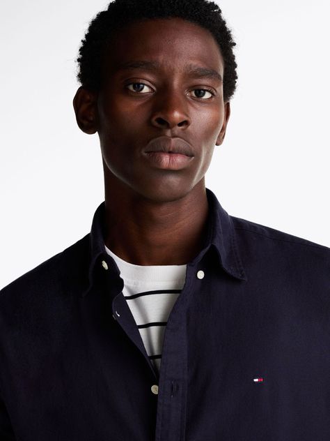 Camisa Flex Solid Regular Fit Azul Tommy Hilfiger-3