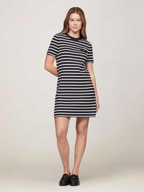 Vestido Con Diseño - Rayas Azul Tommy Hilfiger-0
