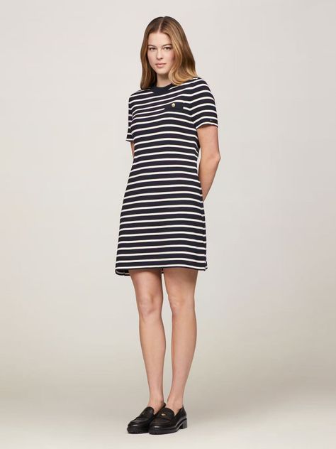 Vestido Con Diseño - Rayas Azul Tommy Hilfiger-1