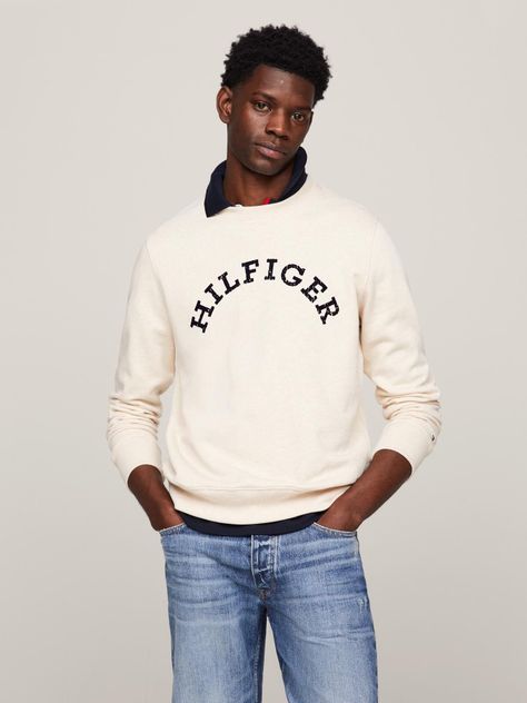 Polerón Con Logo Arqueado Beige Tommy Hilfiger-0