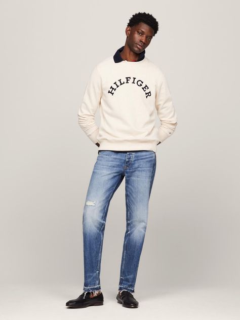 Polerón Con Logo Arqueado Beige Tommy Hilfiger-1