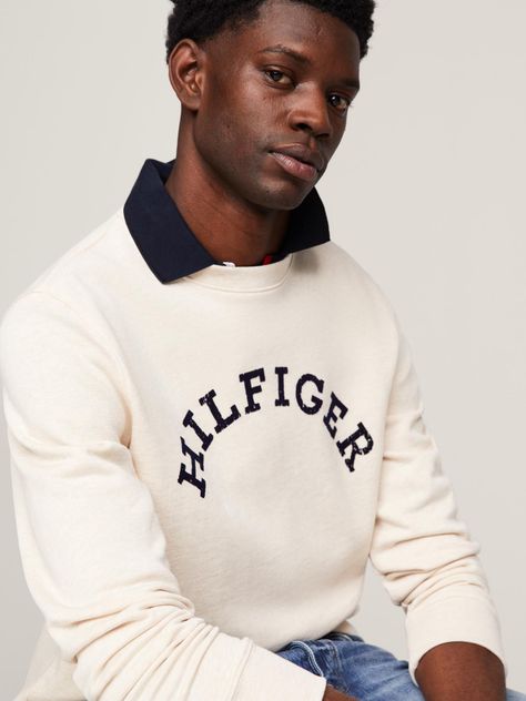 Polerón Con Logo Arqueado Beige Tommy Hilfiger-3