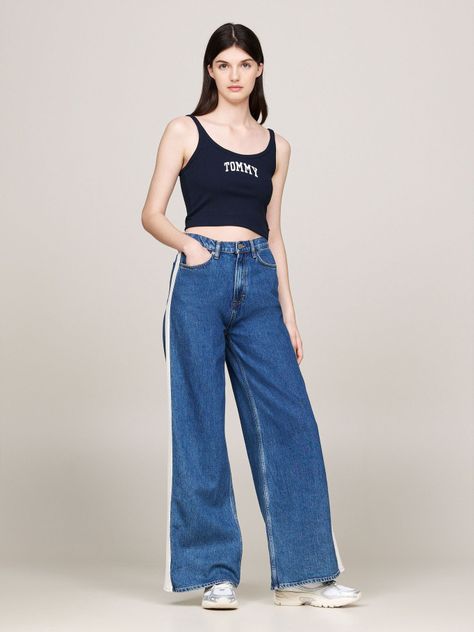 Polera Cropped-Con Logo Azul Tommy Jeans-1