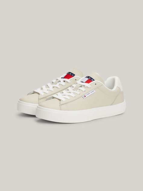 Zapatillas Essential De Cuero Logo Beige Tommy Hilfiger-0