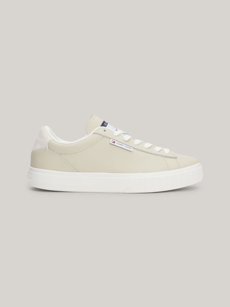 Zapatillas Essential De Cuero Logo Beige Tommy Hilfiger-4