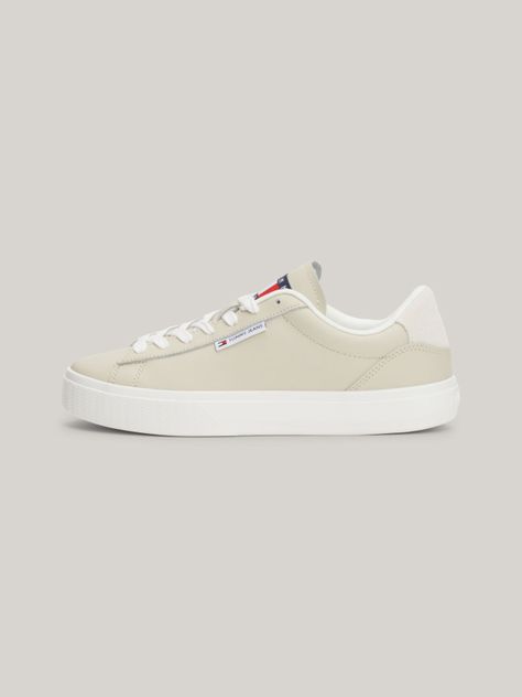 Zapatillas Essential De Cuero Logo Beige Tommy Hilfiger-5
