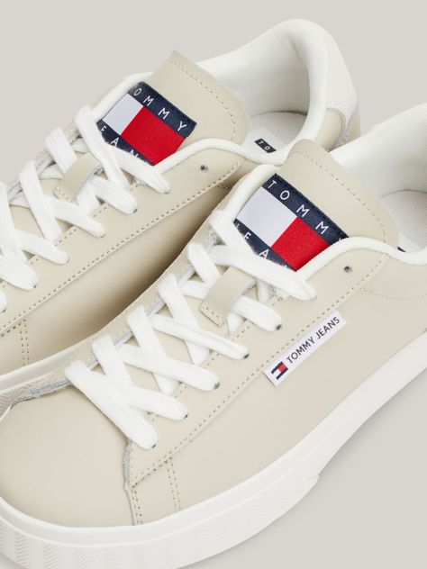 Zapatillas Essential De Cuero Logo Beige Tommy Hilfiger-6