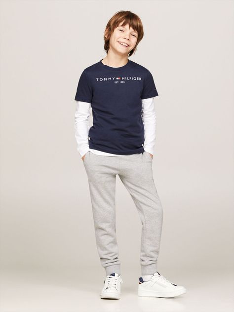 Polera Kids Essential Logo C-Neck Azul Tommy Hilfiger-1