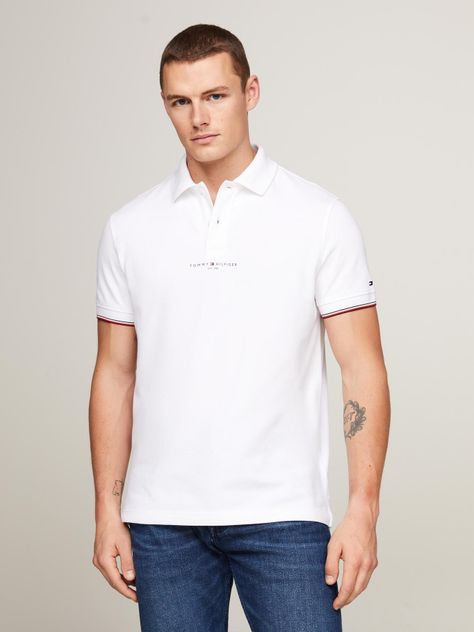 Polo Con Mangas Ribeteadas Blanco Tommy Hilfiger-0