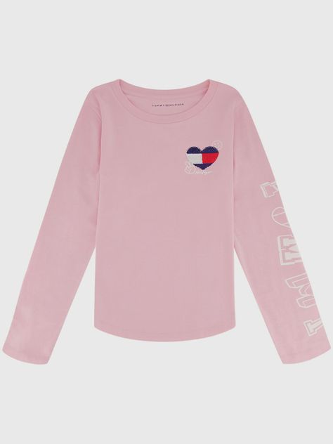 Polera Con Corazón De Lentejuelas Rosado Tommy Hilfiger-0