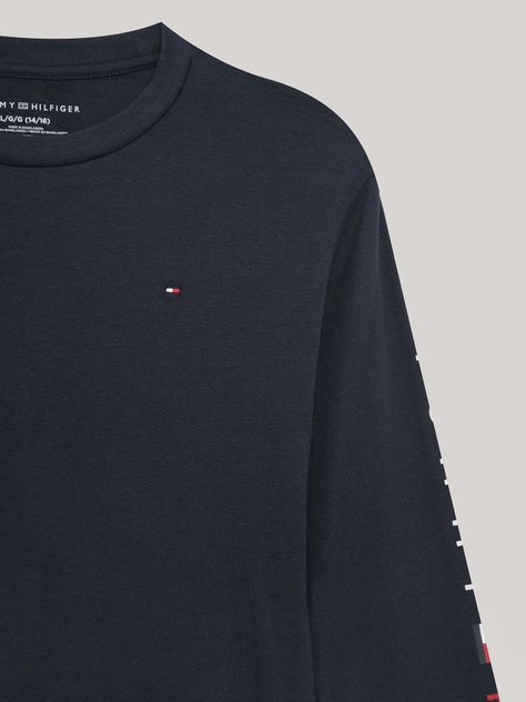 Polera Niño Solid Con Logo Script Azul Tommy Hilfiger-2