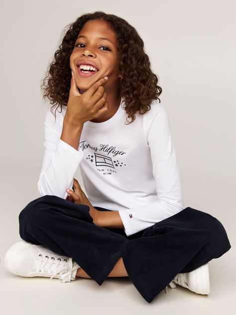Polera De Niña Con Logo Gráfico Blanco Tommy Hilfiger-3