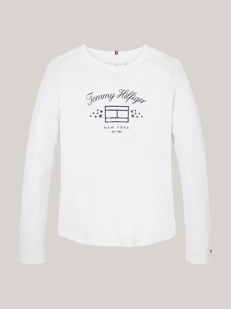 Polera De Niña Con Logo Gráfico Blanco Tommy Hilfiger-4