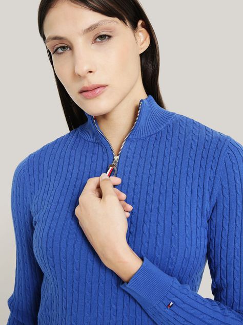 SWEATER SOLID DE ALGODÓN CIERRE AZUL TOMMY HILFIGER-3