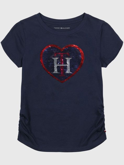 Polera De Niña Logo De Corazón Y Lentejuelas Azul Tommy Hilfiger-0