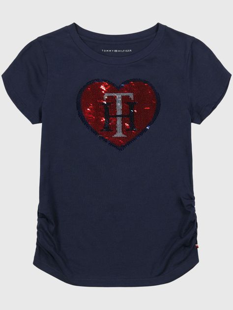 Polera De Niña Logo De Corazón Y Lentejuelas Azul Tommy Hilfiger-2