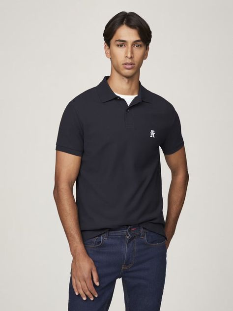 Polo Con Logo De Monogram Azul Tommy Hilfiger-0
