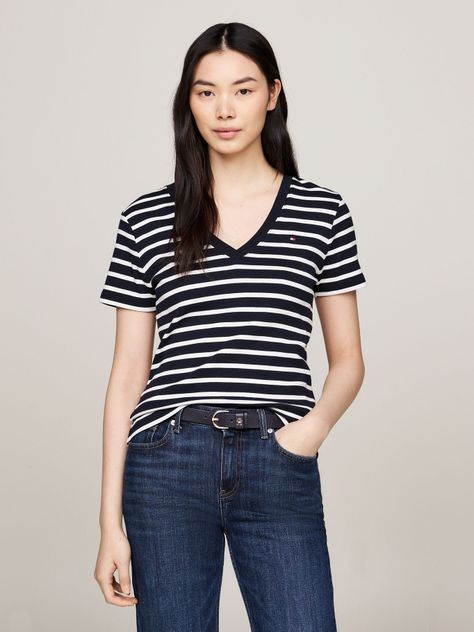 Polera Rayas V/Neck Slim Fit Multicolor Tommy Hilfiger-0