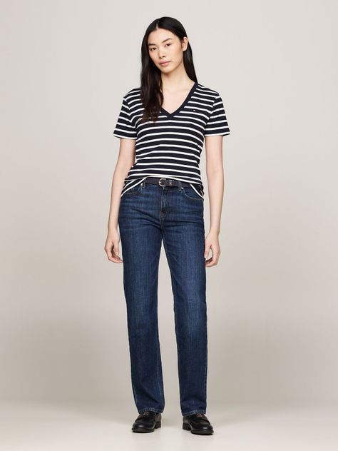 Polera Rayas V/Neck Slim Fit Multicolor Tommy Hilfiger-1