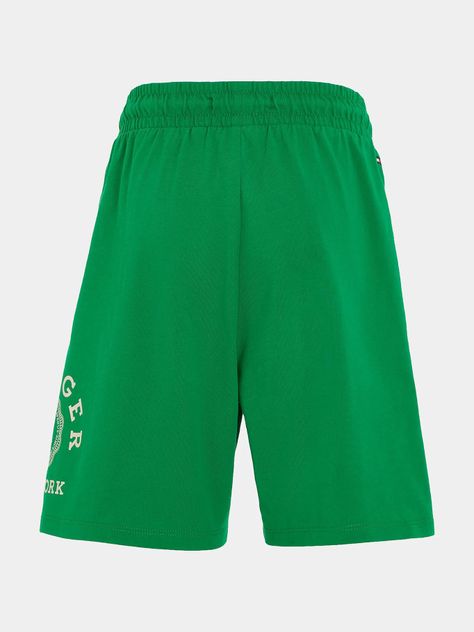 Shorts De Algodón Con Logo Verde Tommy Hilfiger-4