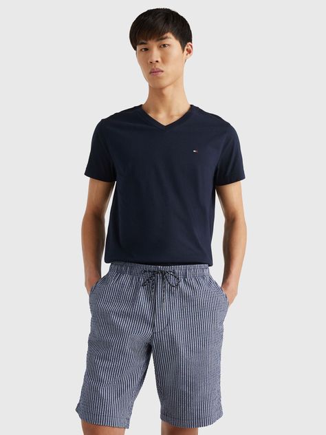 Polera Essential Cotton V-Neck Slim Fit Azul Tommy Hilfiger-0